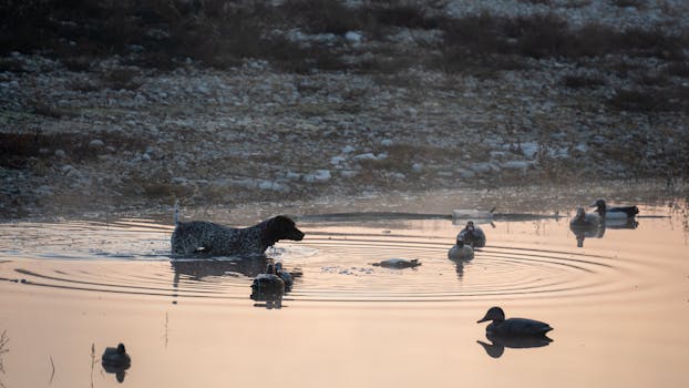 hunting dog fetching a bird